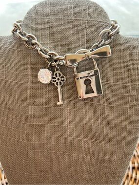 Brighton Silver Tone Key & Lock Charm Bracelet